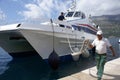 Catamaran arriving from sea