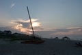 Catamaran on beach, Sunrise