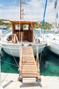 Catamaran boat in port of Kefalonia-Greece