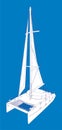 Catamaran Boat Vector Drawing Look Like Paint