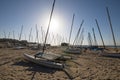 Catamaran boats on the beach in Benicassim