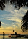 Catamaran on the Caribbean at sunset Royalty Free Stock Photo