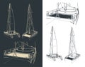 Catamaran drawings illustration