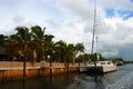 A catamaran moored in Key Largo, Florida