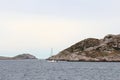 Catamaran near calanques coast, Marseille, France
