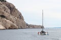 Catamaran near french calanques coast, Marseille