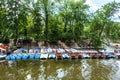 Catamaran rental station. Catamaran walk on the lake