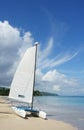 Catamaran sailboat on the beach Royalty Free Stock Photo