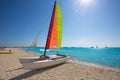 Catamaran sailboat in Illetes beach of Formentera Royalty Free Stock Photo