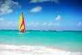 Catamaran sailing in the caribbean sea