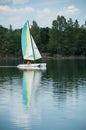 catamaran sailing on the lake of reiningue