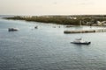 Catamaran and small fishing boats moored at Grand Cayman Royalty Free Stock Photo