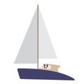 Catamaran transportation cartoon character side view vector illustration