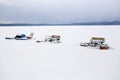 Catamaran in winter on snow coast