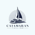 Catamaran Yacht Logo Design Template