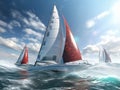 Fast sailing catamarans in sea racing Royalty Free Stock Photo