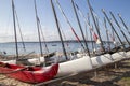 Catamarans on the beach in Cannes