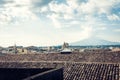 Catania aerial cityscape with Mount Etna, active volcano on the east coast of Sicily, Italy Royalty Free Stock Photo