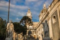 Catania cathedral detail, baroque architecture with statues and dome