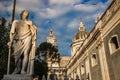 Catania cathedral detail, baroque architecture statue and dome