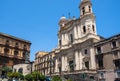 Catania church Santo Francesco and the statue of Cardinale Dusmet Royalty Free Stock Photo