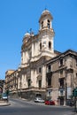 Catania church Santo Francesco and statue of Cardinale Dusme Royalty Free Stock Photo