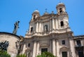 Catania church Santo Francesco and the statue of Cardinale Dusmet Royalty Free Stock Photo