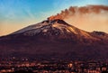 Catania Cityscape and Mount Etna Volcano - Sicily Italy Europe