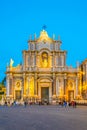 CATANIA, ITALY, APRIL 28, 2017:  Night view of the cathedral of saint agatha in Catania, Sicily, Italy Royalty Free Stock Photo