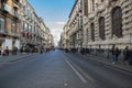 Catania old via etnea, view of main street of city center with walking people