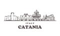 Catania sketch skyline. Catania, Italy hand drawn illustration