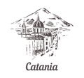 Catania skyline sketch. Catania hand drawn illustration isolated