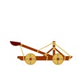 Catapult. Ancient weapons for the siege of the fortress. Wooden medieval artillery ballista. Royalty Free Stock Photo