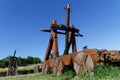 Catapult in the fields Royalty Free Stock Photo