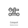 catapult icon vector from medieval items collection. Thin line catapult outline icon vector illustration. Linear symbol for use on Royalty Free Stock Photo