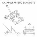 Catapult outline like a brushstrokes and multiple views.