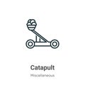 Catapult outline vector icon. Thin line black catapult icon, flat vector simple element illustration from editable miscellaneous Royalty Free Stock Photo