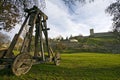 Catapult under city wall Royalty Free Stock Photo