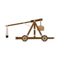 Catapult weapon vector illustration icon isolated wooden slingshot. War cartoon medieval