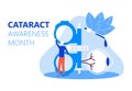 Cataract awareness month is celebrated in June. Glaucoma disease and nephropathy problems. Ophthalmologist concept