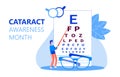 Cataract awareness month is celebrated in June. Glaucoma disease and nephropathy problems. Ophthalmologist concept