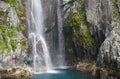 Romantic view on spectacular cataracts falling over 1000 ft. cliffs at north end of Cataract Cove into the ocean. Royalty Free Stock Photo