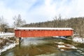 Cataract Covered Bridge on a Sunny Winter Day Royalty Free Stock Photo