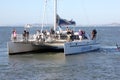 Cataraman sail boat of Adventure Cat in San Francisco Bay, California