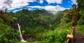 Catarata del Toro waterfall with surrounding mountains in Costa Rica