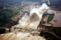 Catastrophic dam failure resulting in a massive flood destruction. Generative AI