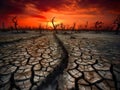 Catastrophic drought due to Climate change. Drought concept.