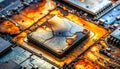 Catastrophic Hardware Failure - Burnt Computer Chip Royalty Free Stock Photo