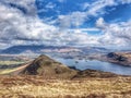 Catbells and Derwent Water from maiden moor Royalty Free Stock Photo