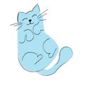 Funny fluffy blue cat is sleeping on its back.